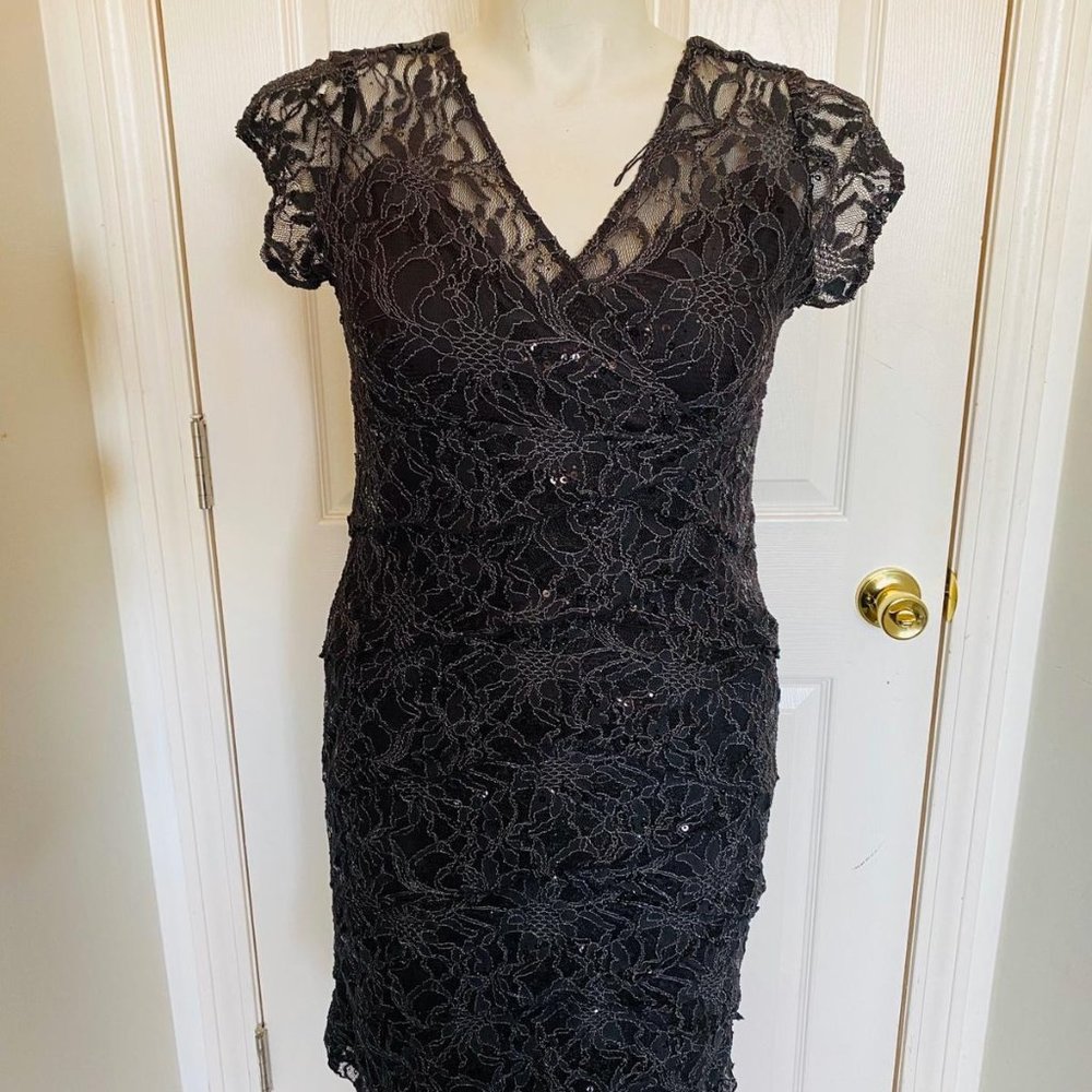 DARK GREY,  Dress, lace and sequin details